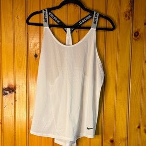 Nike DriFit Women's White Tank with Black 'Just Do It' Straps